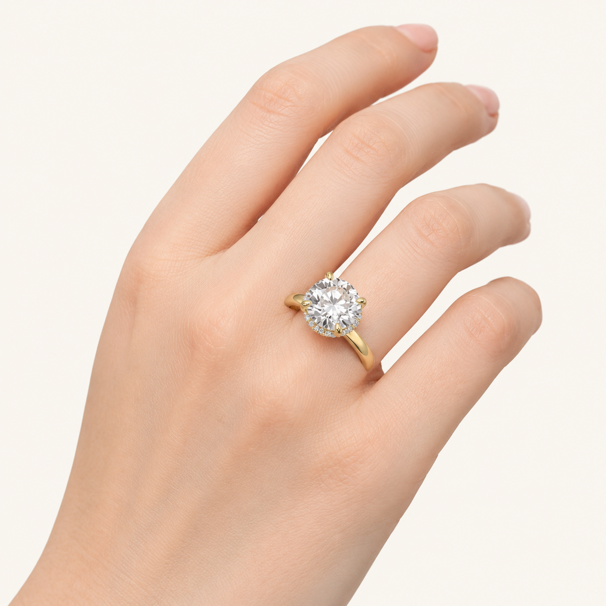3.50 CT Round Cut Lab Grown Diamond Hidden Halo Ring