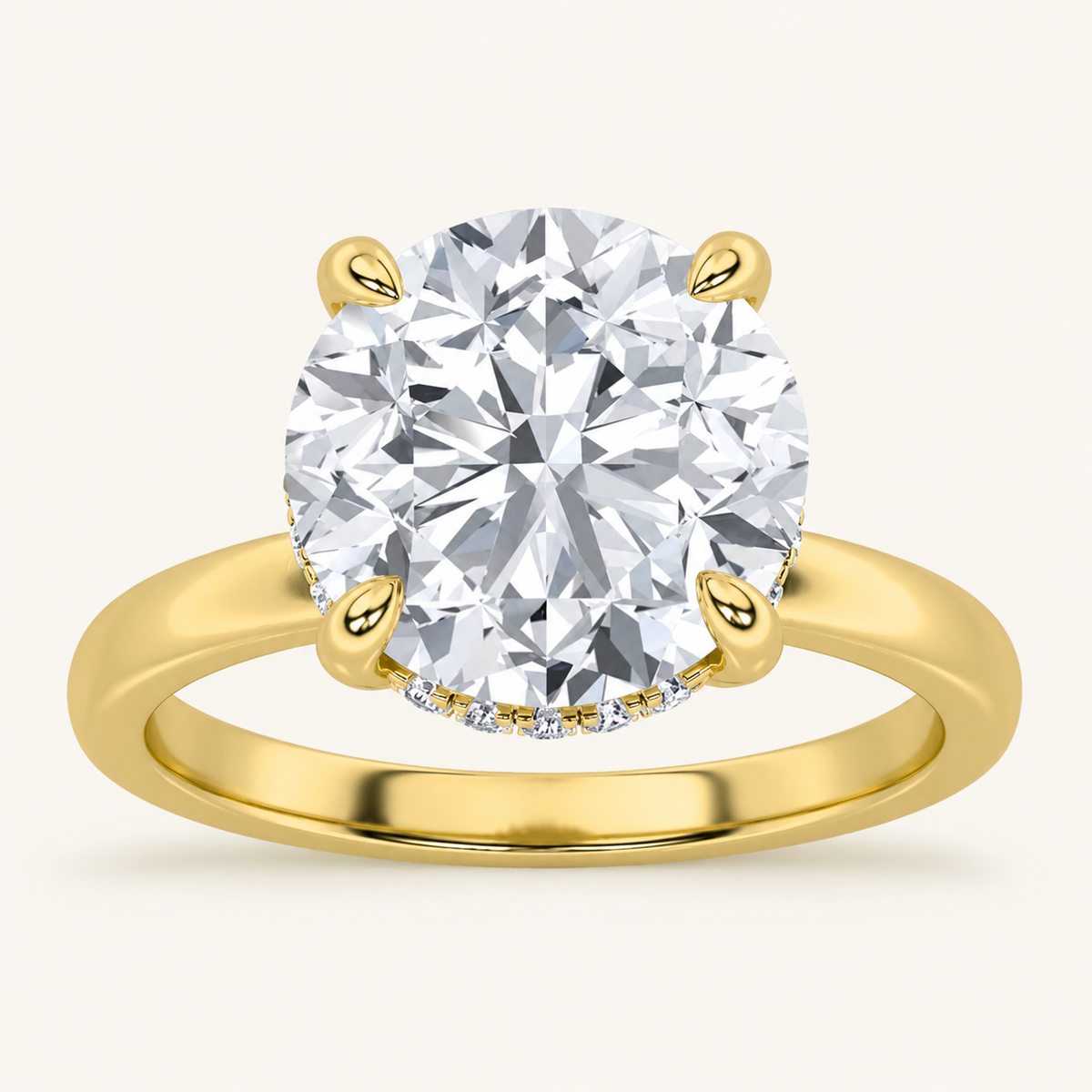 3.50 CT Round Cut Lab Grown Diamond Hidden Halo Ring