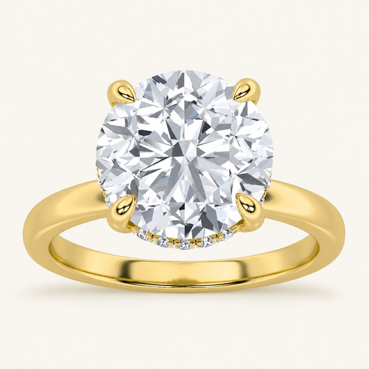 3.50 CT Round Cut Lab Grown Diamond Hidden Halo Ring
