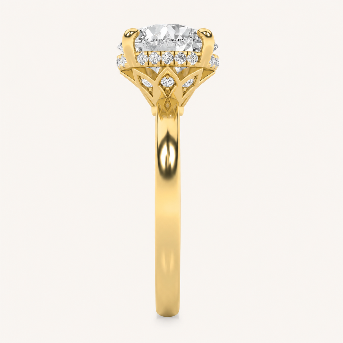 3.50 CT Round Cut Lab Grown Diamond Hidden Halo Ring