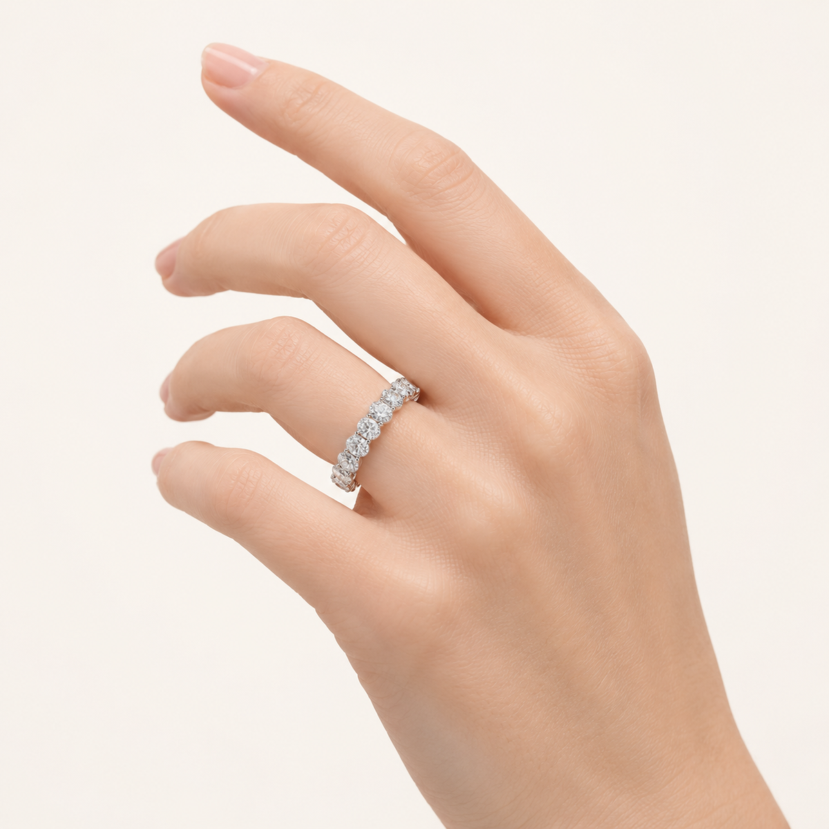 4CT Oval Cut Lab Grown Diamond Eternity Ring
