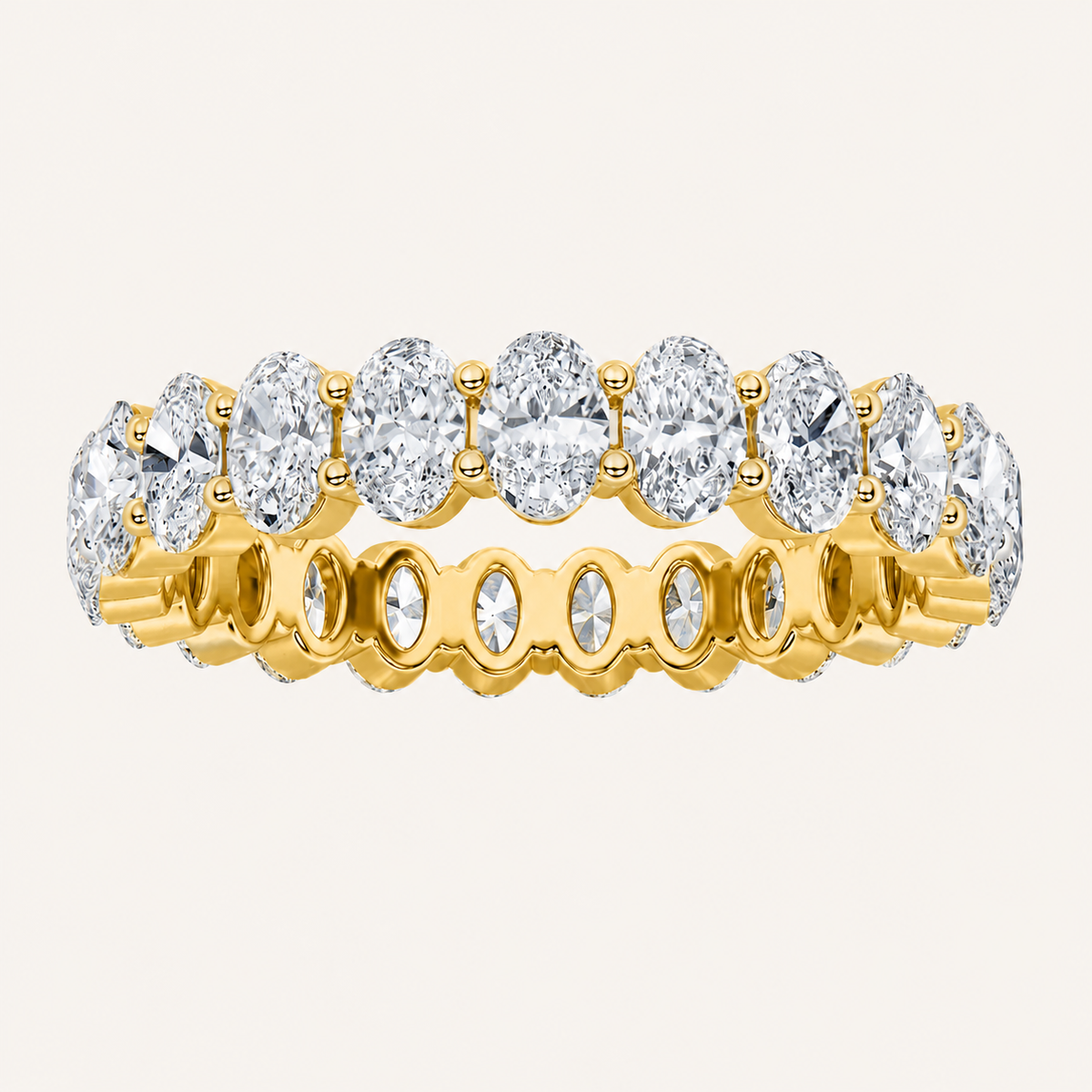 4.00 CT Oval Cut Lab Grown Diamond Split Prong Eternity Ring