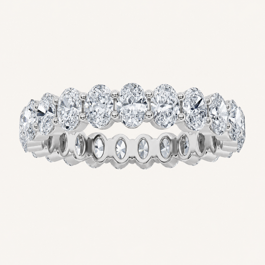 3.85 CT Oval Cut Lab Grown Diamond Split Prong Eternity Ring