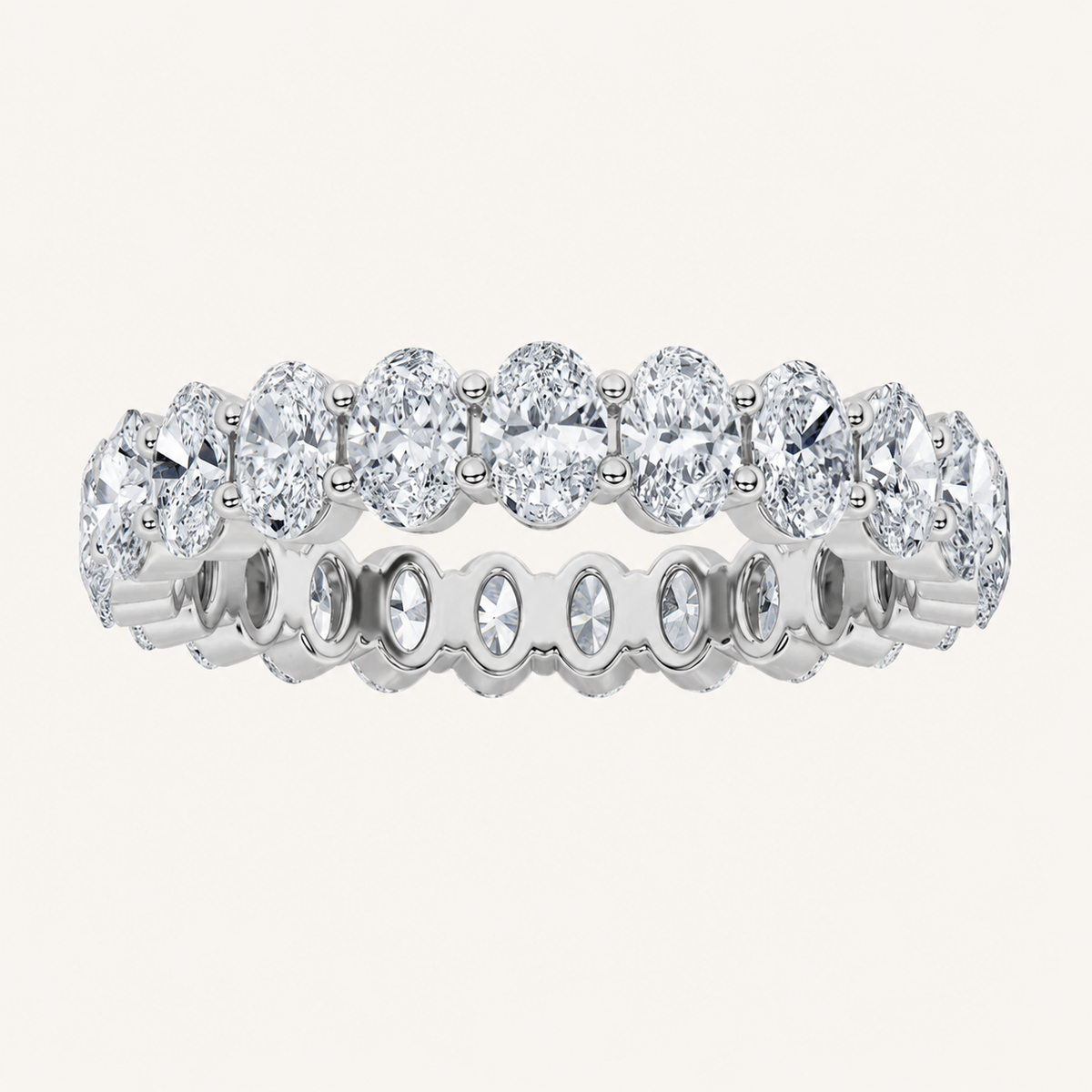 2.9CT Oval Cut Lab Grown Diamond Split Prong Eternity Ring