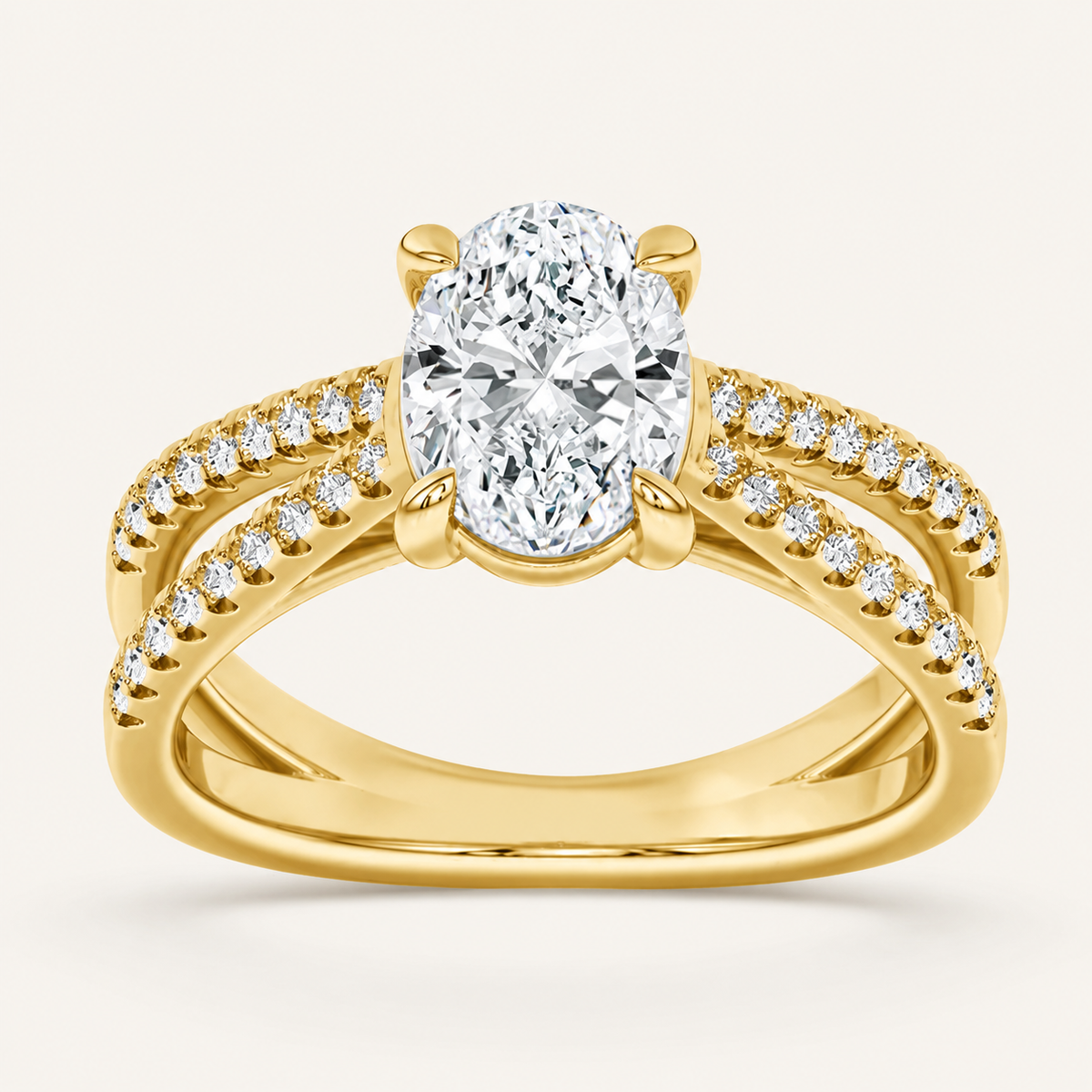2CT Oval Cut Lab Grown Diamond Side Stone Ring