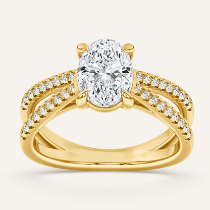 2CT Oval Cut Lab Grown Diamond Side Stone Ring