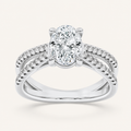 2CT Oval Cut Lab Grown Diamond Side Stone Ring