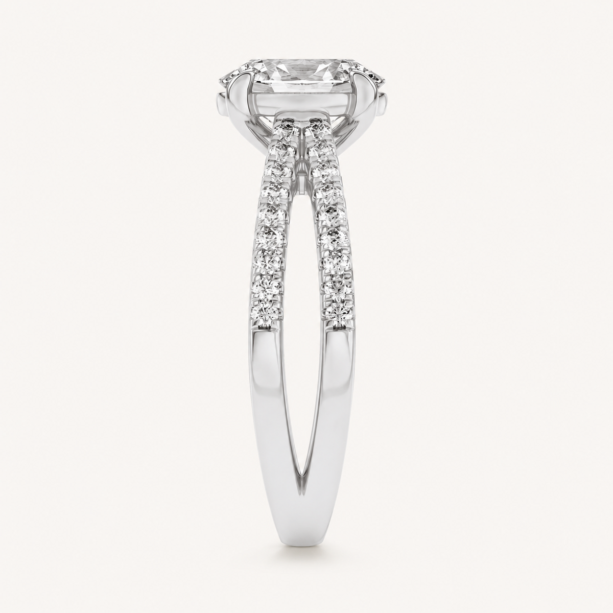 2CT Oval Cut Lab Grown Diamond Side Stone Ring