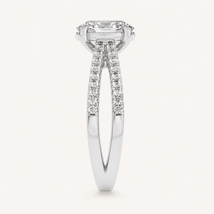 2CT Oval Cut Lab Grown Diamond Side Stone Ring