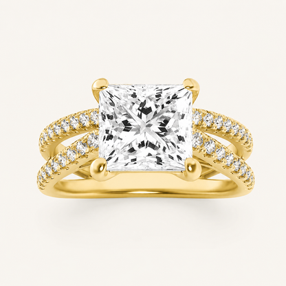 2.00 CT Princess Cut Lab Grown Diamond Side Stone Ring