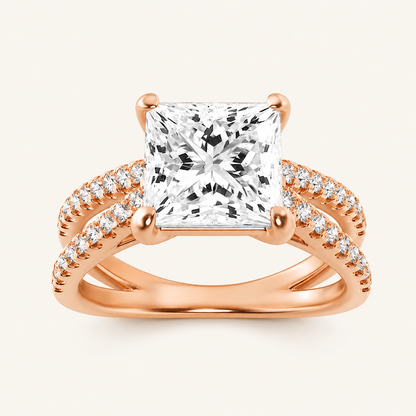 2.00 CT Princess Cut Lab Grown Diamond Side Stone Ring
