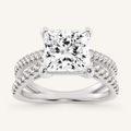 2.00 CT Princess Cut Lab Grown Diamond Side Stone Ring