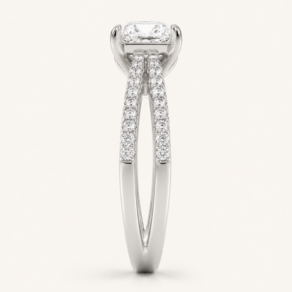2.00 CT Princess Cut Lab Grown Diamond Side Stone Ring