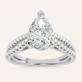 2.00 CT Pear Cut Lab Grown Diamond Cross Shank Accented Halo Side Stone Ring