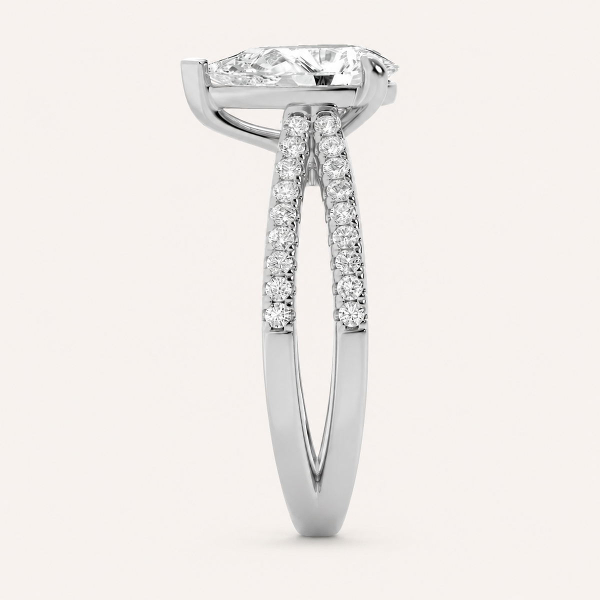 2.00 CT Pear Cut Lab Grown Diamond Cross Shank Accented Halo Side Stone Ring