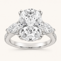 6.5 CT Elongated Cushion Cut Lab Grown Diamond Side Stone Bold Ring