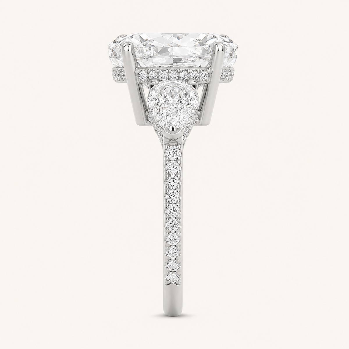 6.5 CT Elongated Cushion Cut Lab Grown Diamond Side Stone Bold Ring