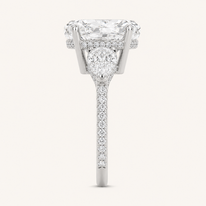 6.5 CT Elongated Cushion Cut Lab Grown Diamond Side Stone Bold Ring