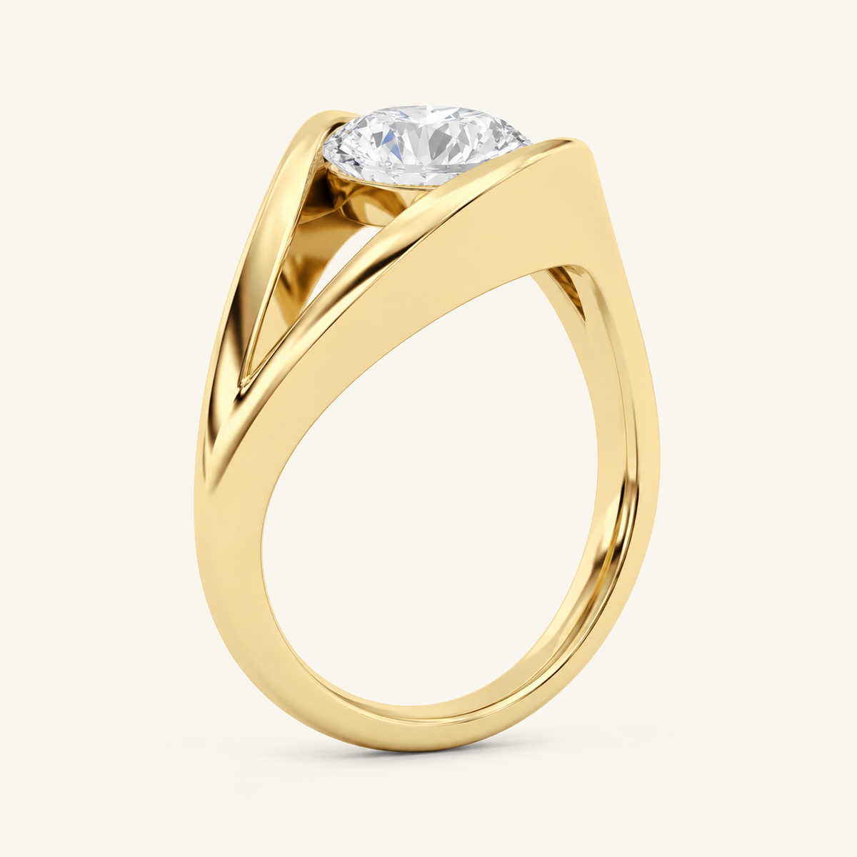 2.00 CT Round Cut Lab Grown Diamond East West Solitaire Ring