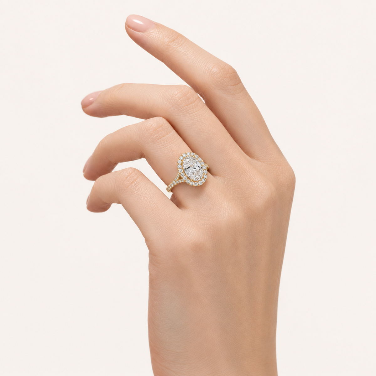 6.00 CT Oval Cut Lab Grown Diamond Bold Accented Halo Side Stone Ring