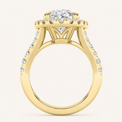 6.00 CT Oval Cut Lab Grown Diamond Bold Accented Halo Side Stone Ring