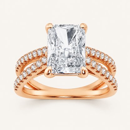 2.00 CT Radiant Cut Lab Grown Diamond Side Stone Ring