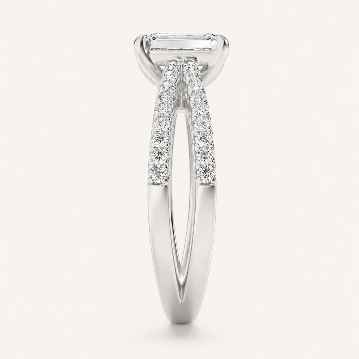 2.00 CT Radiant Cut Lab Grown Diamond Side Stone Ring