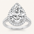 6.00 CT Pear Cut Lab Grown Diamond Bold Statement Accented Halo Side Stone Ring
