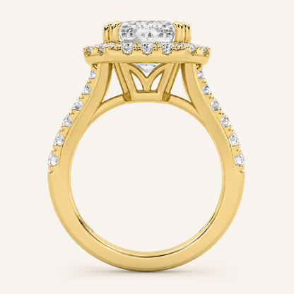6.00 CT Radiant Cut Lab Grown Diamond Bold Accented Halo Side Stone Ring