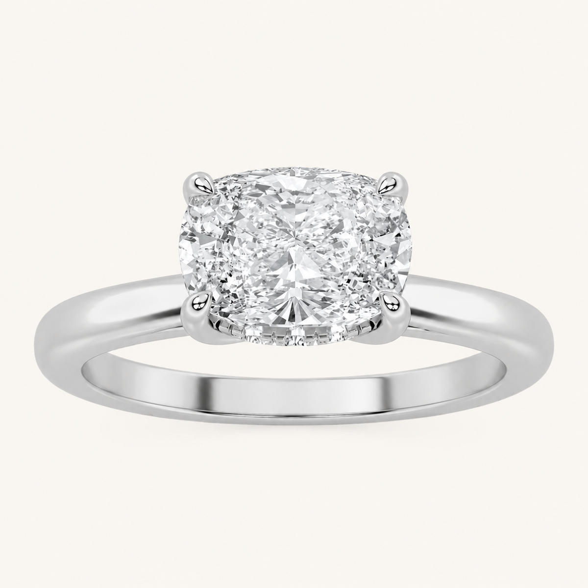 1.5CT Oval Cut Lab Grown Diamond East West Hidden Halo Ring