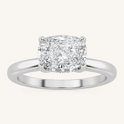 1.5CT Oval Cut Lab Grown Diamond East West Hidden Halo Ring