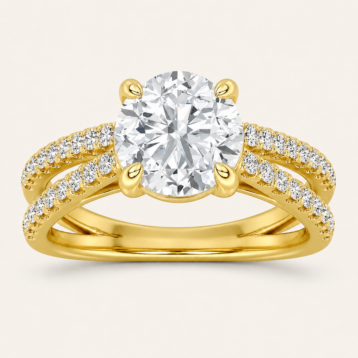 2.00 CT Round Cut Lab Grown Diamond Side Stone Ring