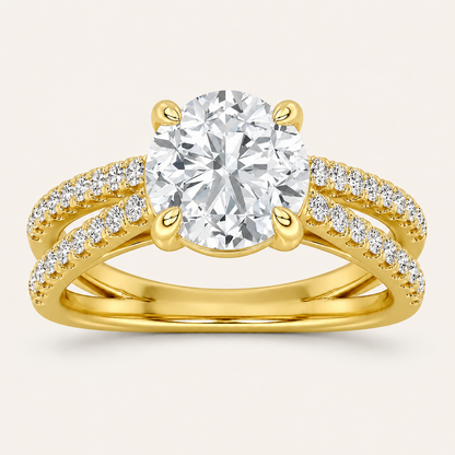 2.00 CT Round Cut Lab Grown Diamond Side Stone Ring