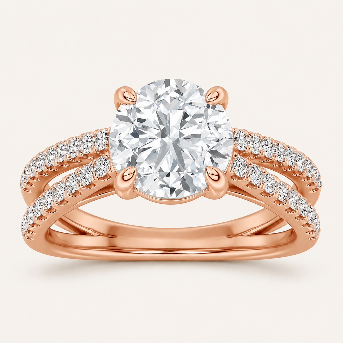 2.00 CT Round Cut Lab Grown Diamond Side Stone Ring