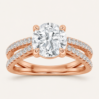 2.00 CT Round Cut Lab Grown Diamond Side Stone Ring