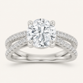 2.00 CT Round Cut Lab Grown Diamond Side Stone Ring