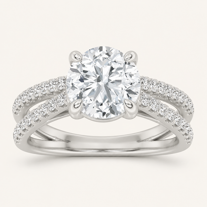 2.00 CT Round Cut Lab Grown Diamond Side Stone Ring