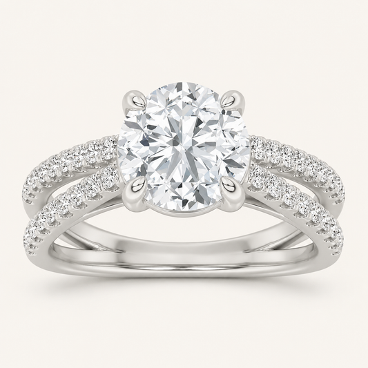 2.00 CT Round Cut Lab Grown Diamond Side Stone Ring