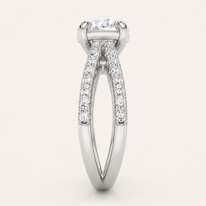 2.00 CT Round Cut Lab Grown Diamond Side Stone Ring