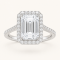 6.00 CT Radiant Cut Lab Grown Diamond Bold Accented Halo Side Stone Ring