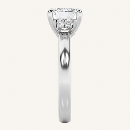 1.5CT Emerald Cut Lab Grown Diamond Eest West Hidden Halo Ring