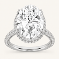 7.50 Ct Oval Cut Lab Grown Diamond Bold Statement Accented Halo Side Stone Ring