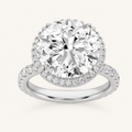 6.00 CT Round Cut Lab Grown Diamond Bold Statement Halo Side Stone Ring
