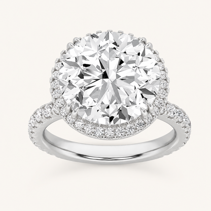 6.00 CT Round Cut Lab Grown Diamond Bold Statement Halo Side Stone Ring