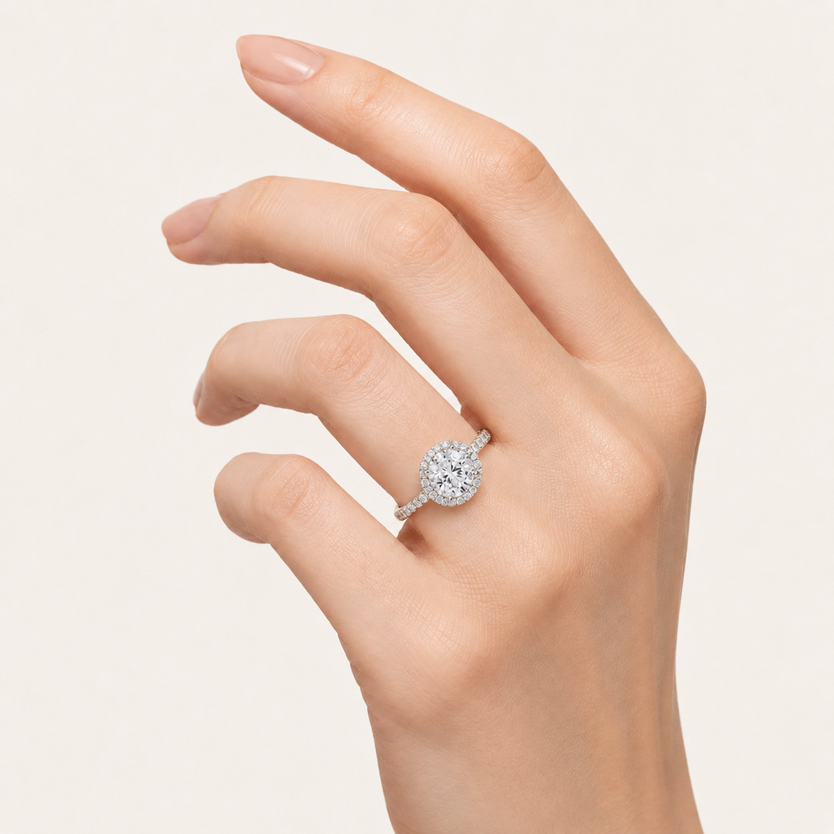 6.00 CT Round Cut Lab Grown Diamond Bold Statement Halo Side Stone Ring