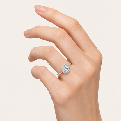 6.00 CT Round Cut Lab Grown Diamond Bold Statement Halo Side Stone Ring