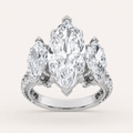 7.75 CT Marquise Cut Lab Grown Diamond Three Stone Side Stone Bold Statement Accented Ring