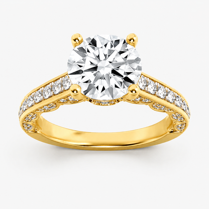 2.00 CT Round Cut Lab Grown Diamond Hidden Halo Side Stone Ring