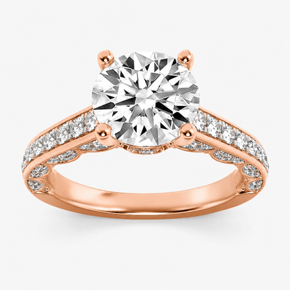 2.00 CT Round Cut Lab Grown Diamond Hidden Halo Side Stone Ring
