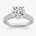 2.00 CT Round Cut Lab Grown Diamond Hidden Halo Side Stone Ring
